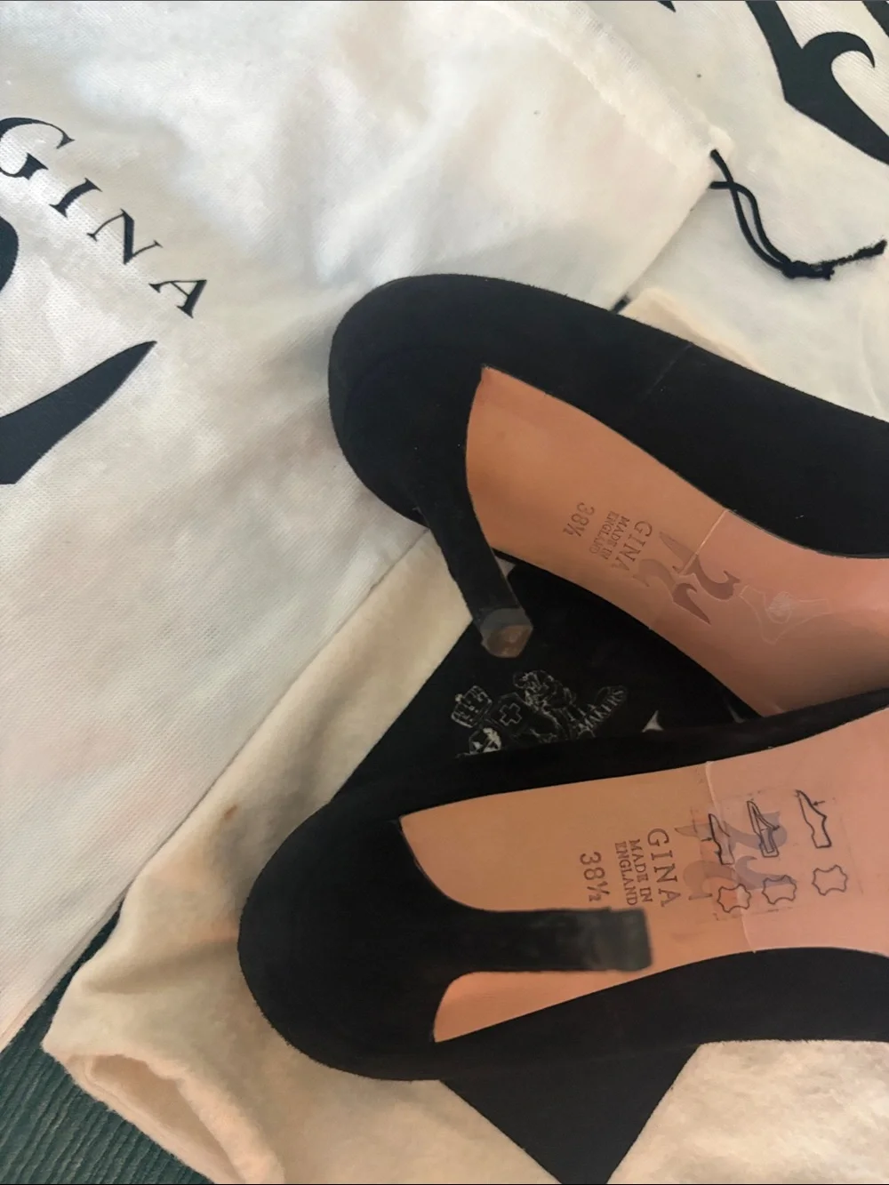 Gina London Black Suede Pointed-Toe Pumps with Slim Heel